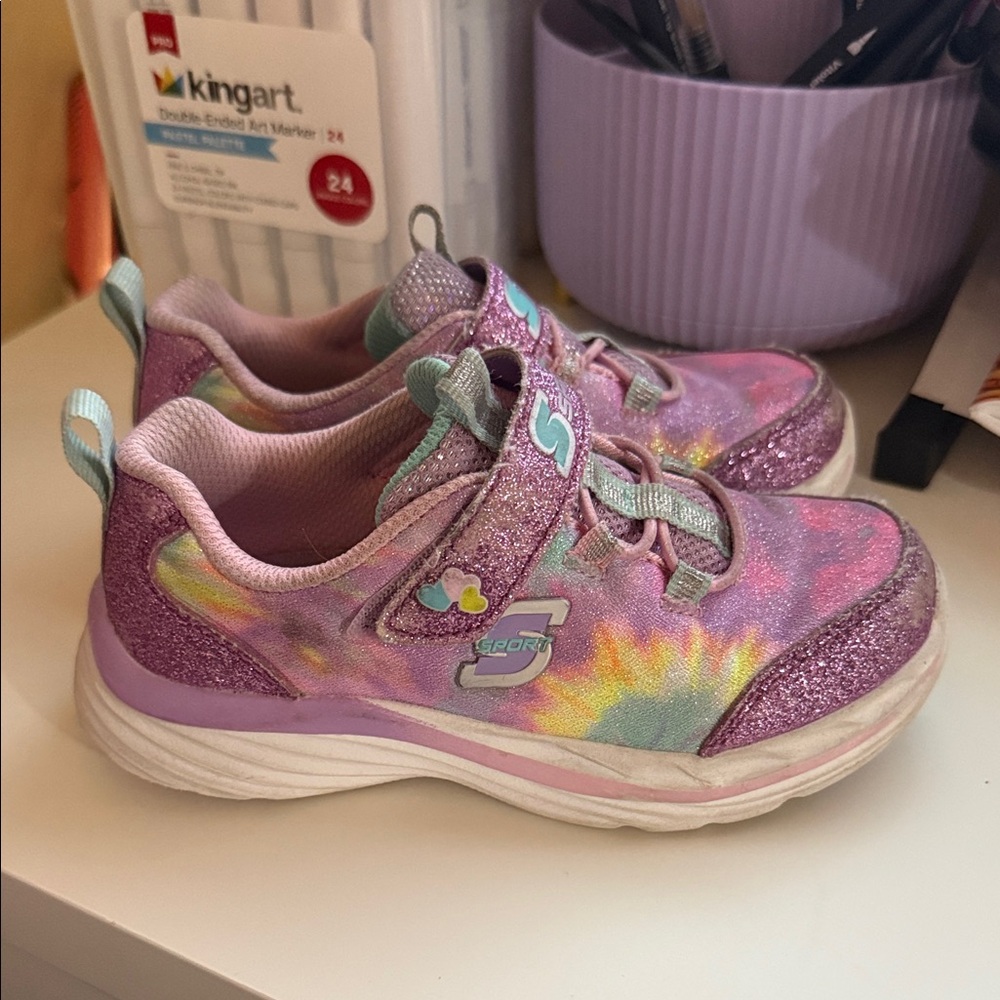 Skechers Kids' Sparkly Purple Tie-Dye Sneakers